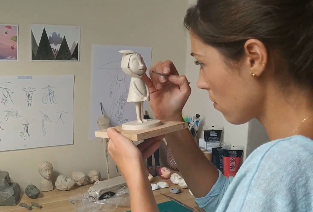 Alicia Cánovas modelando para stop motion