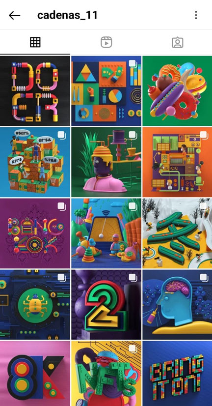 Las mejores cuentas de Instagram de diseño digital 3D. ¡Apúntalas! 9 Perfil de Instagram de Carlo Cadenas