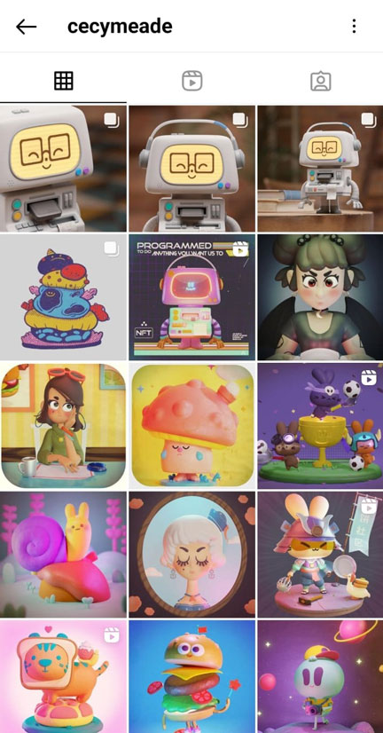 Las mejores cuentas de Instagram de diseño digital 3D. ¡Apúntalas! 4 Perfil de Instagram de Cecy Meade