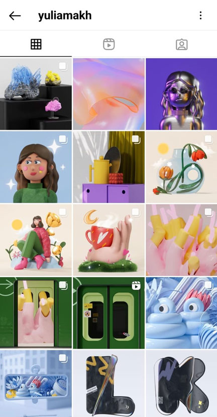 Las mejores cuentas de Instagram de diseño digital 3D. ¡Apúntalas! 10 Perfil de Instagram de Yulia Makh