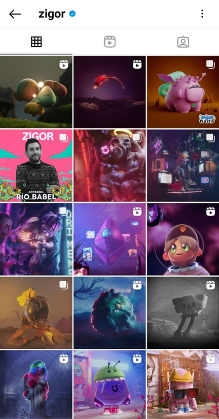 Las mejores cuentas de Instagram de diseño digital 3D. ¡Apúntalas! 7 Perfil de Instagram de Zigor Samaniego