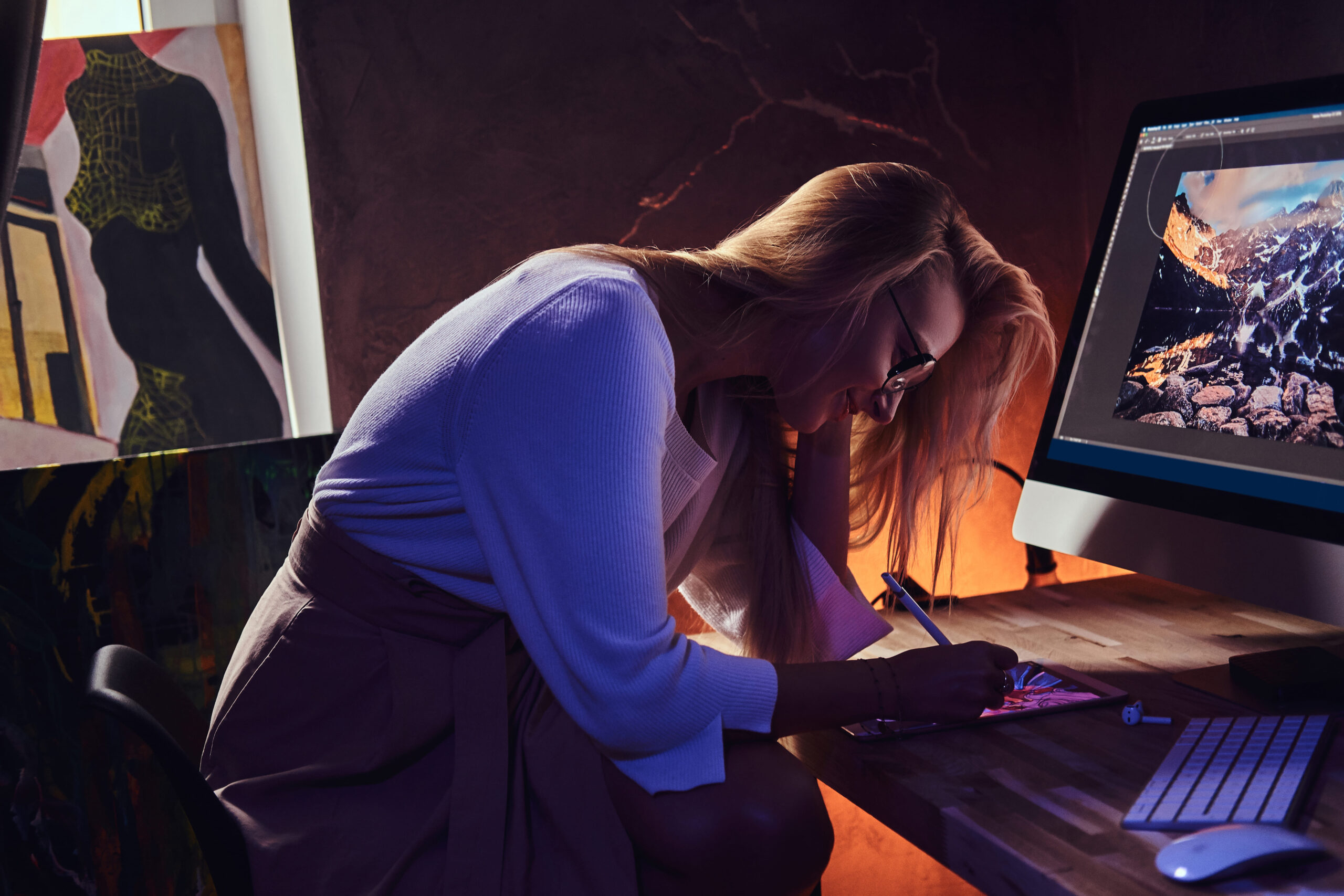 dark home office young businesswoman is working her new project 1 scaled